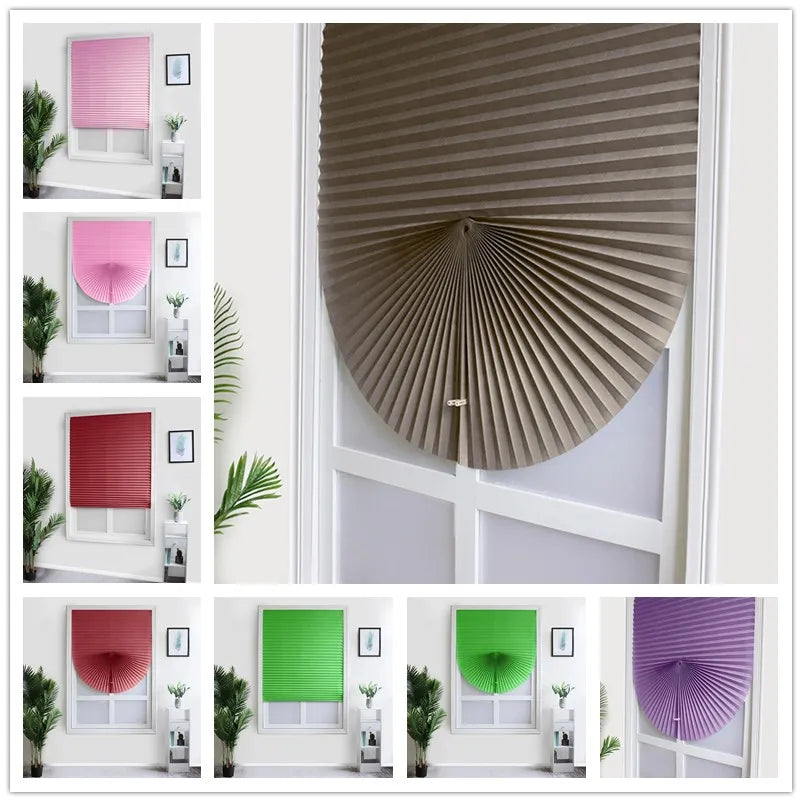 Store plissé adhésif semi occultant tissu polyester pour fenêtre salle de bain et balcon (60 x 150CM)