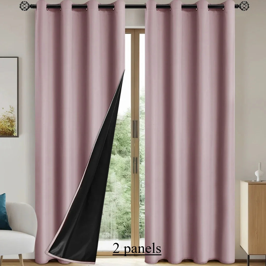 Rideaux occultants 100% polyester unis pour chambre et salon (2 panneaux)