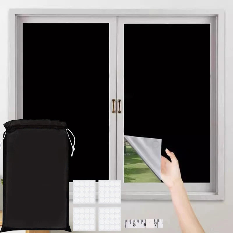 Rideau occultant adhésif 100% polyester thermique sans perçage pour fenêtre chambre