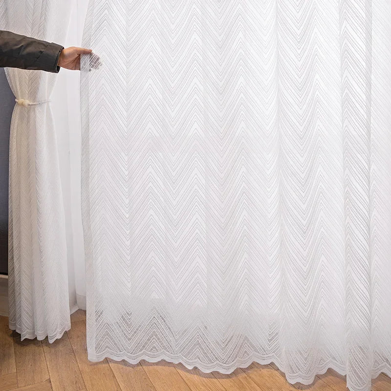 Rideau en tulle blanc avec œillet supérieur – Tulle translucide pour fenêtre et porte-fenêtre (1 pièce )