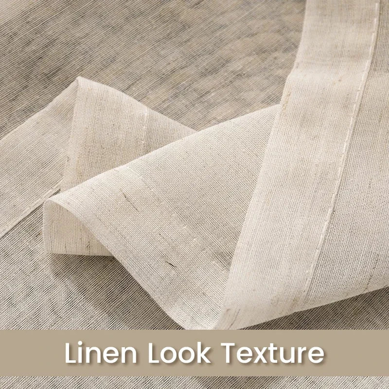 Voilage beige effet lin style japonais tamisant léger pour porte-fenêtre ( 1 pièce )