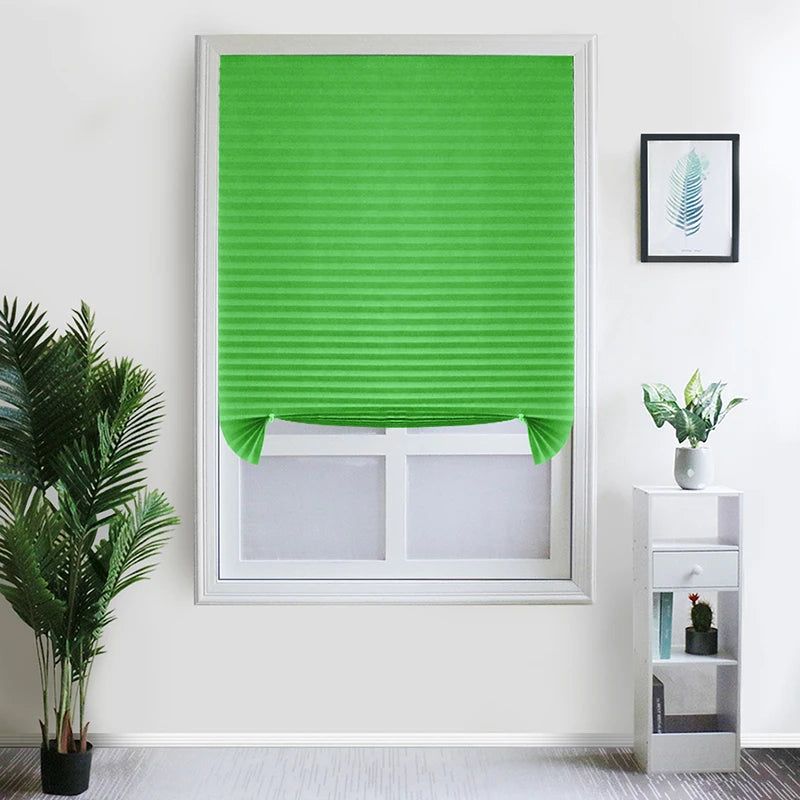 Store plissé adhésif semi occultant tissu polyester pour fenêtre salle de bain et balcon (60 x 150CM)