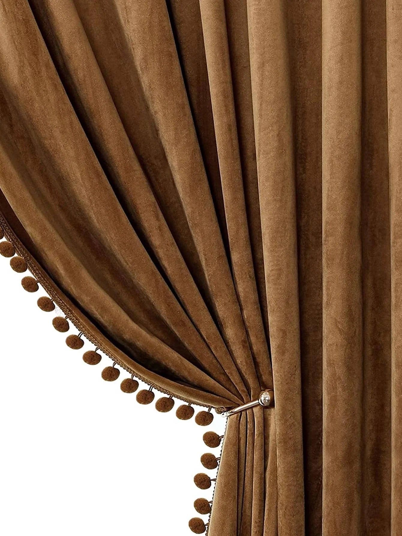 Rideau occultant velours marron style français pour salon et chambre