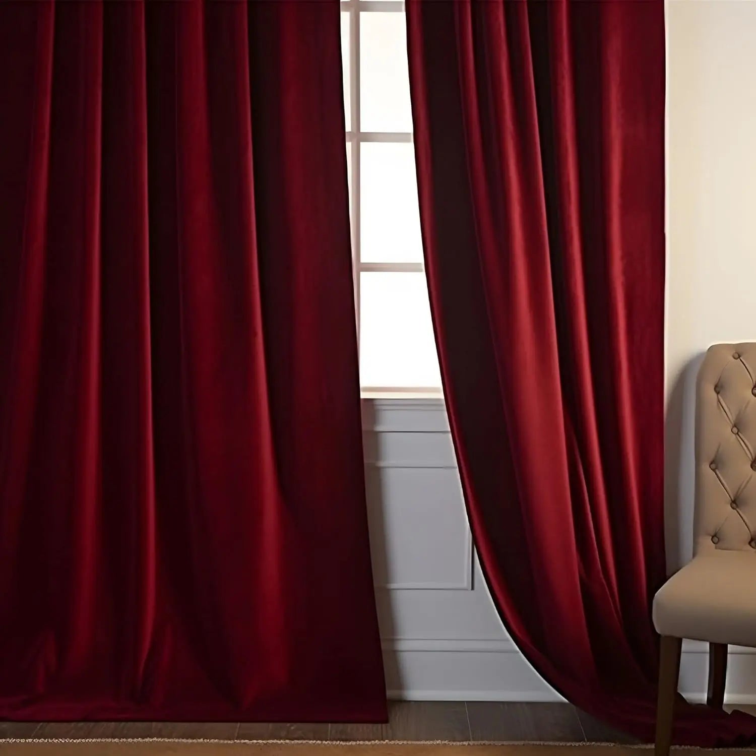 Rideau velours rouge bordeaux tamisant pour chambre et salon