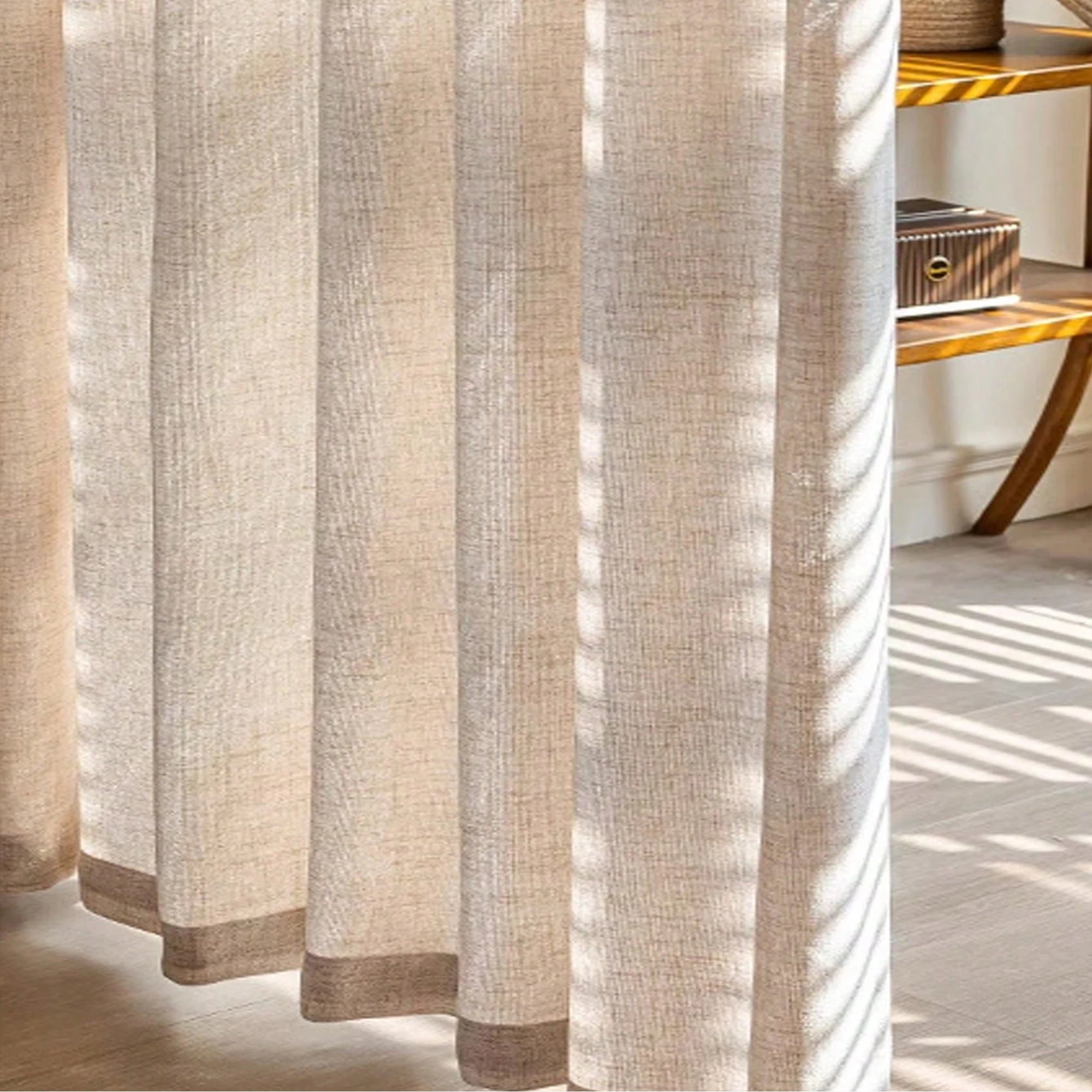 Voilage beige effet lin tamisant respirant pour salon et chambre style japonais ( 1 pièce)