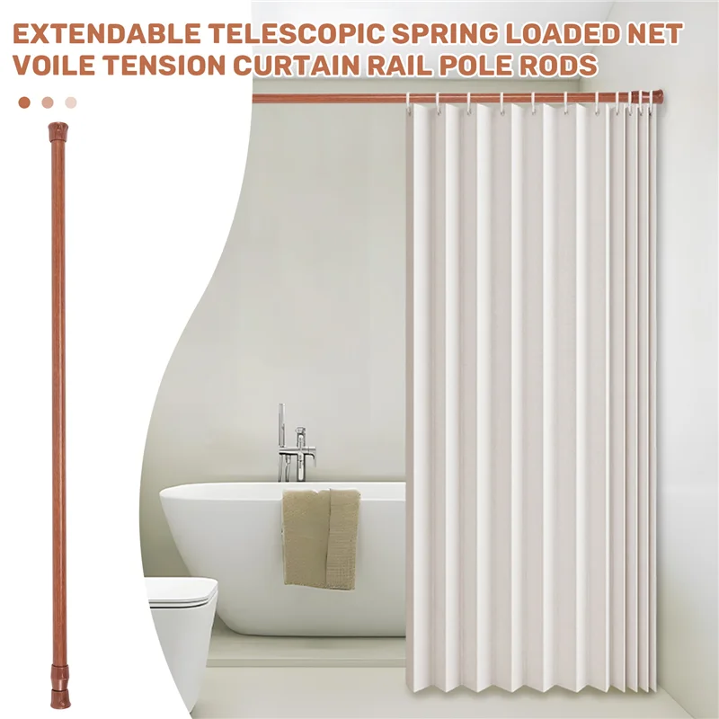 Tringle extensible sans perçage effet bois réglable pour rideau et voilage