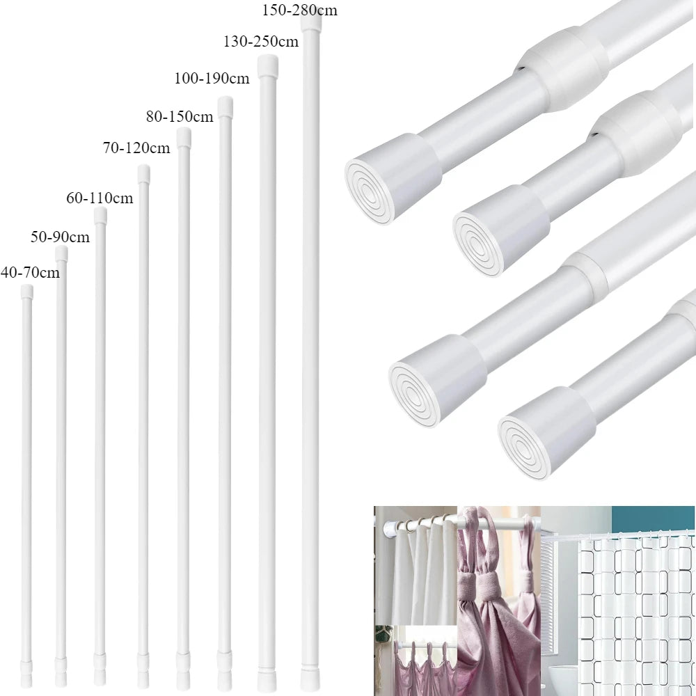 Tringle extensible à pression sans perçage en métal réglable pour rideau et placard