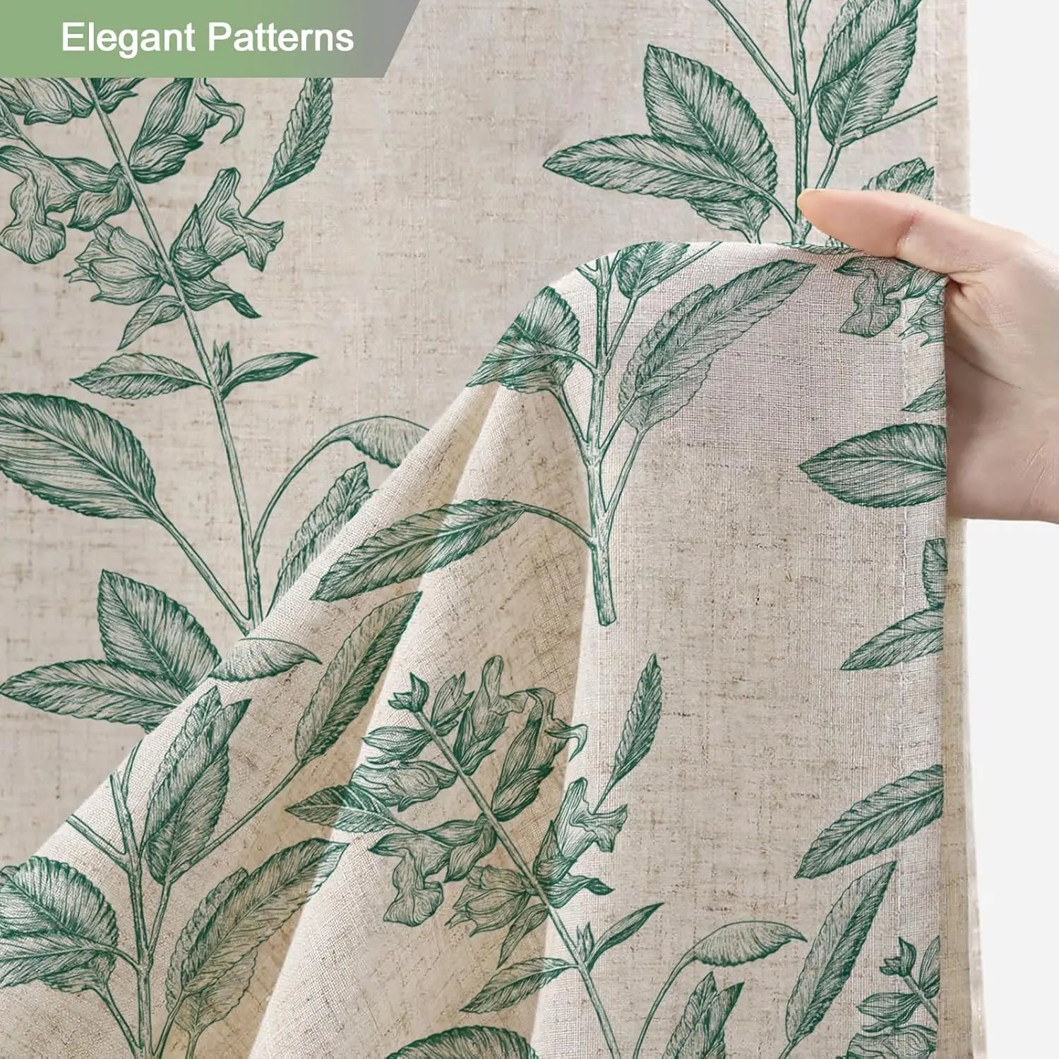 Rideau de douche vert motif floral imperméable style campagne