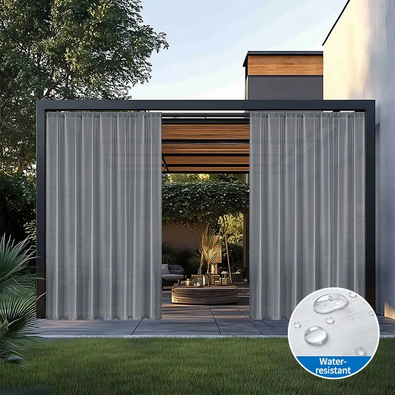 Rideau extérieur imperméable en tulle blanc – Protection UV et vie privée pour jardin et terrasse