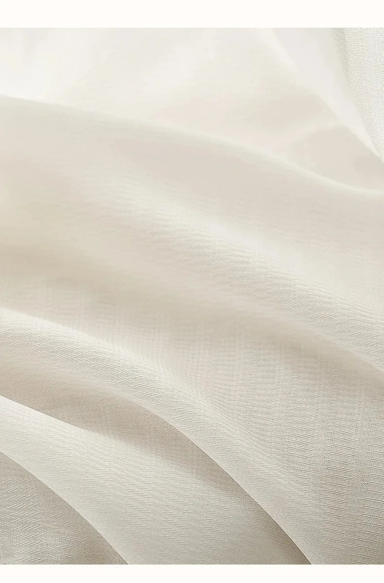 Rideau voilage chiffon ultra doux tamisant uni pour porte-fenêtre beige ou blanc