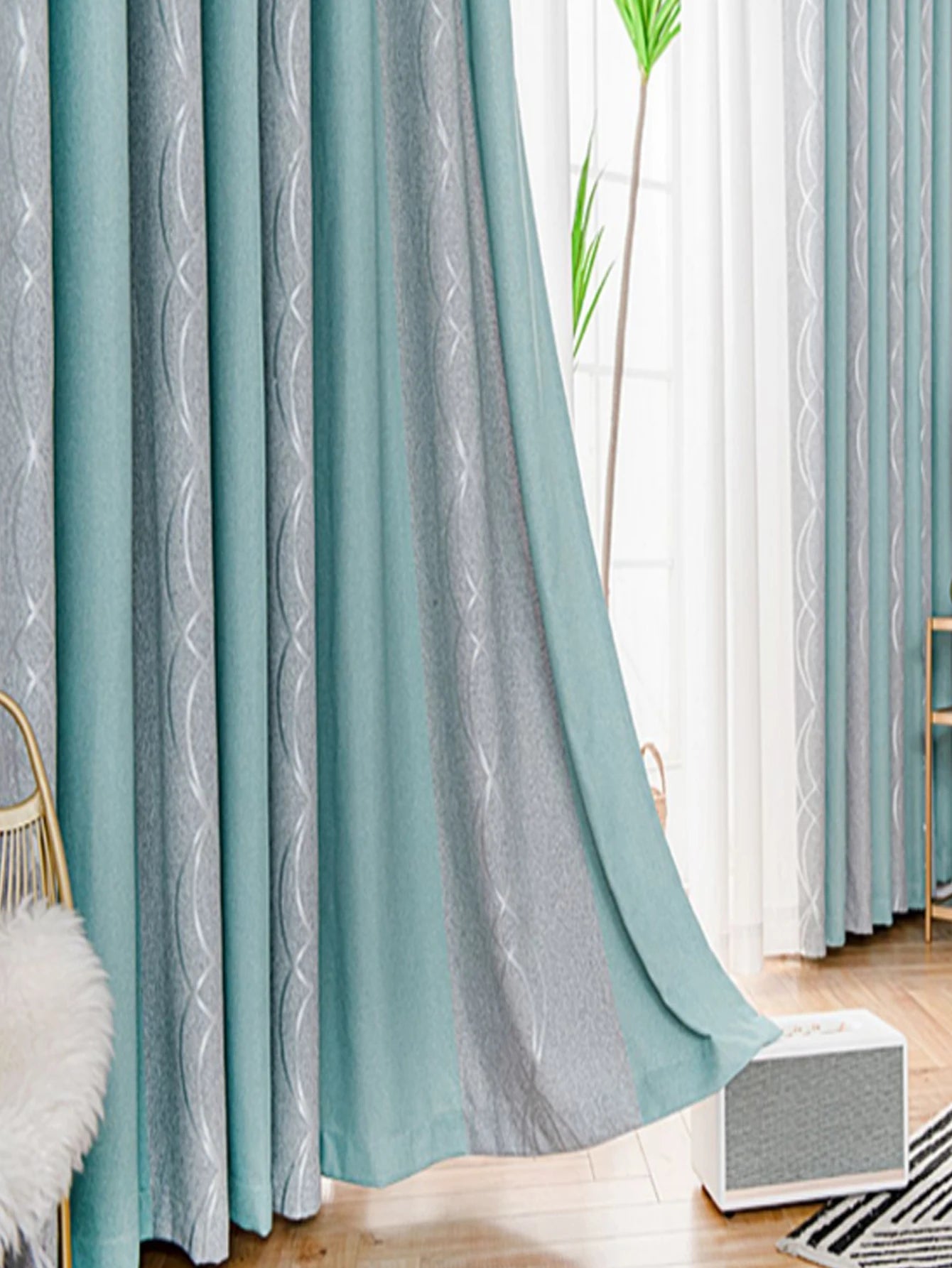 Rideau occultant rayures coton lin style japonais pour chambre