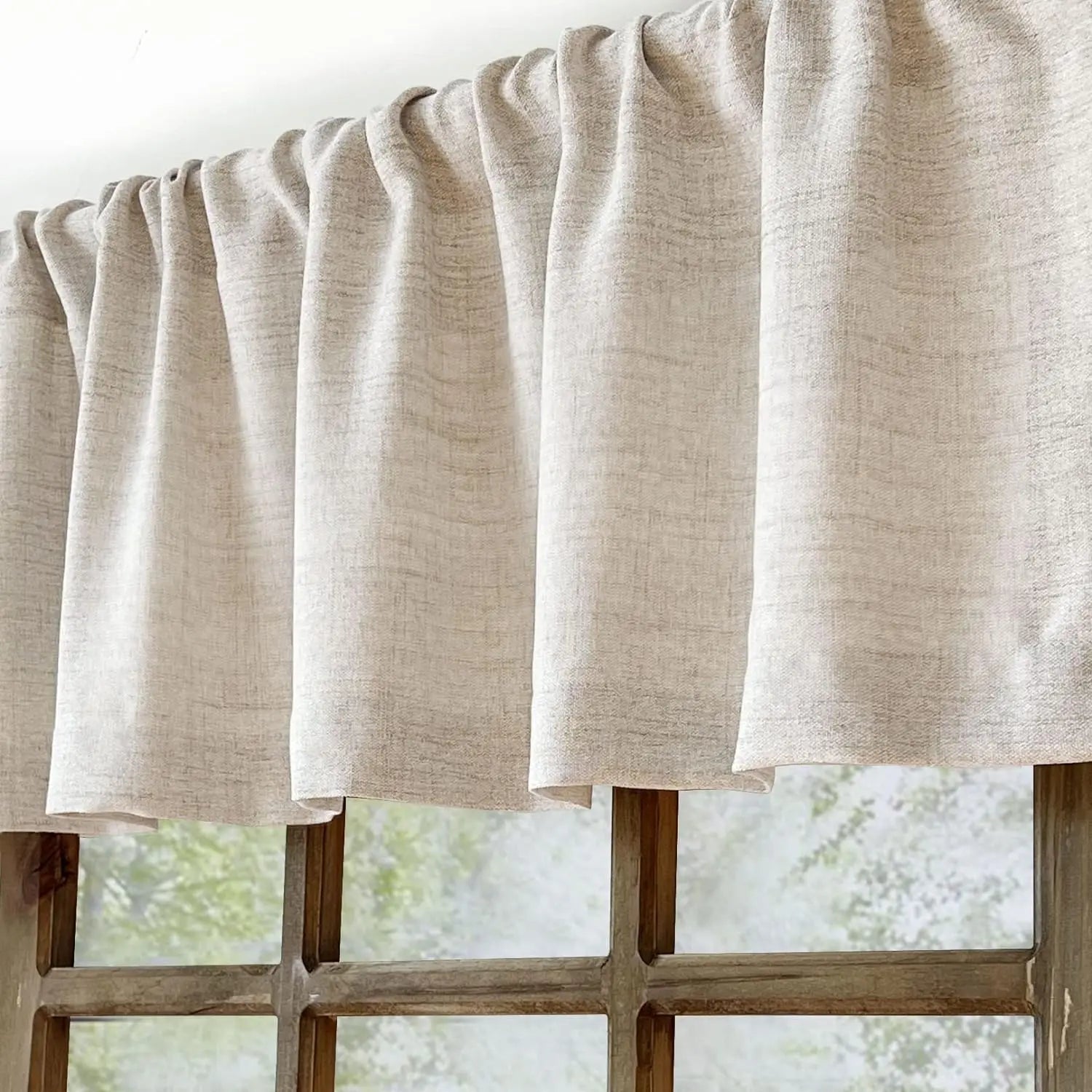 Valance en Lin pour Fenêtres – Voilage Naturel pour Cuisine et Salon