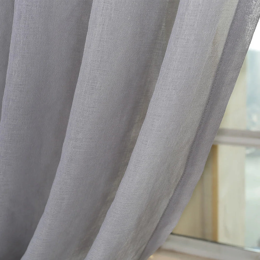 Rideau voilage en polyester effet lin tamisant pour salon et chambre