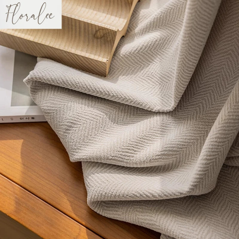 Rideau occultant chenille chevron épais pour salon et chambre