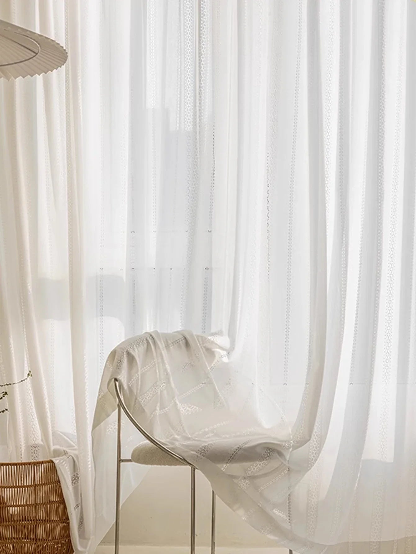 Rideau voilage blanc en gaze de coton style japonais pour chambre