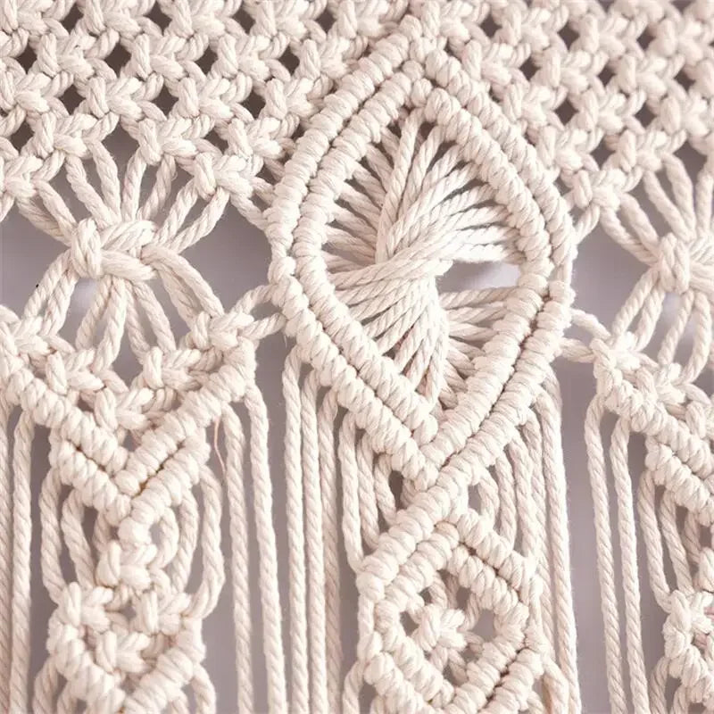 Rideau porte macramé en coton tissé main 95x200 cm (1 panneau)