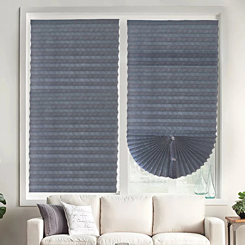 Store plissé occultant autocollant en polyester sans perçage pour fenêtre (1 pièce)