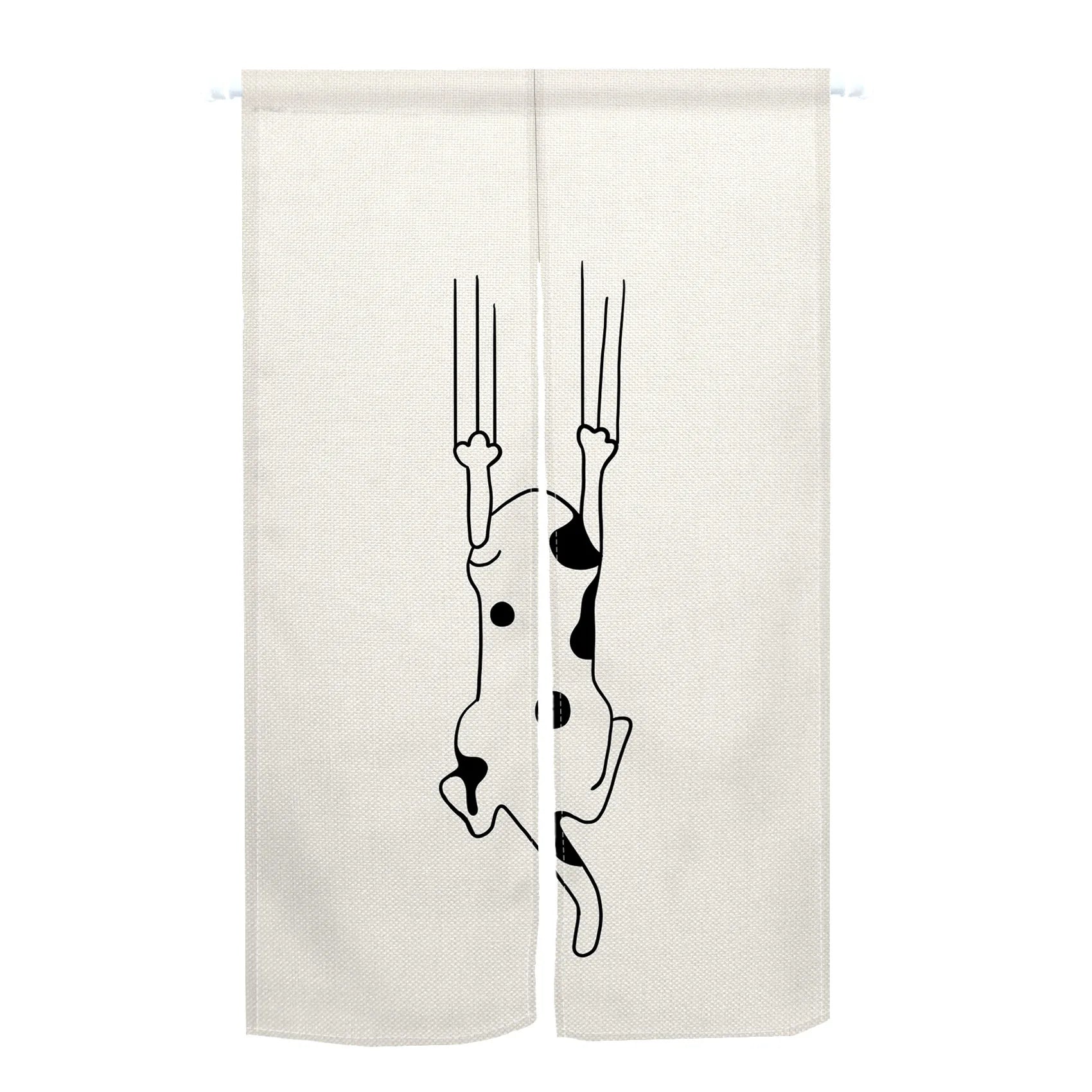 Rideau de porte japonais en lin motif chat style noren pour cuisine et entrée