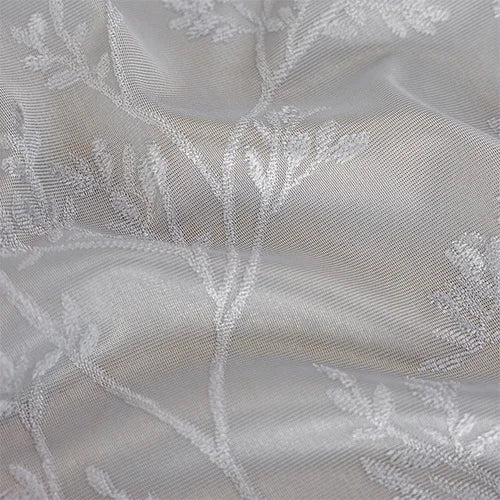 Rideau voilage jacquard beige à motifs floraux pour salon et balcon
