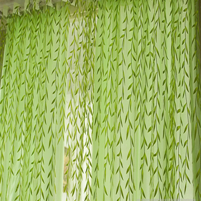 Voilage à motifs feuilles tamisant en polyester pour salon et chambre