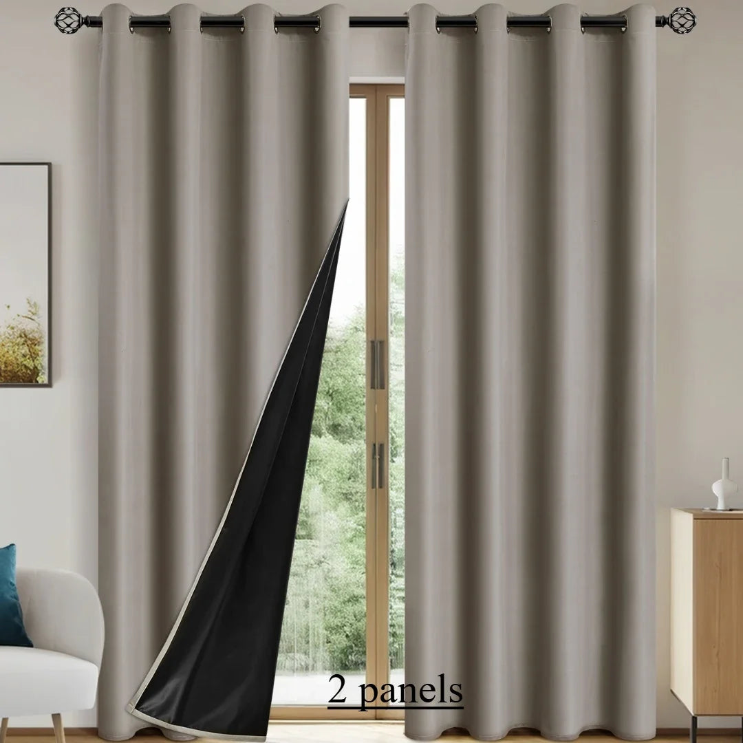 Rideaux occultants 100% polyester unis pour chambre et salon (2 panneaux)