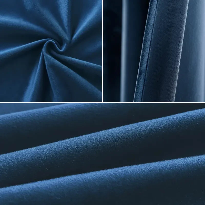 Rideau velours bleu tamisant et thermique pour salon et chambre