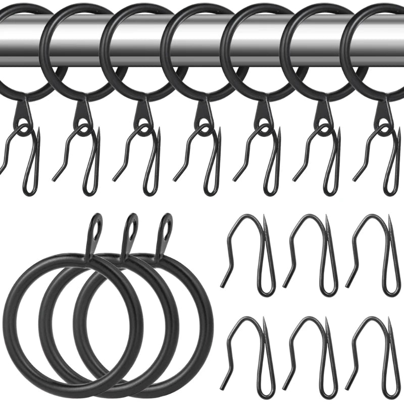 Lot de 60 anneaux métalliques pour rideaux avec crochets à épingle