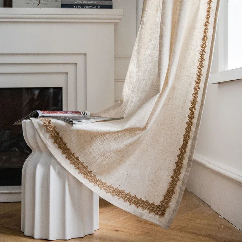 Rideau relevable en coton et lin occultant pour fenêtre (1 panneau)