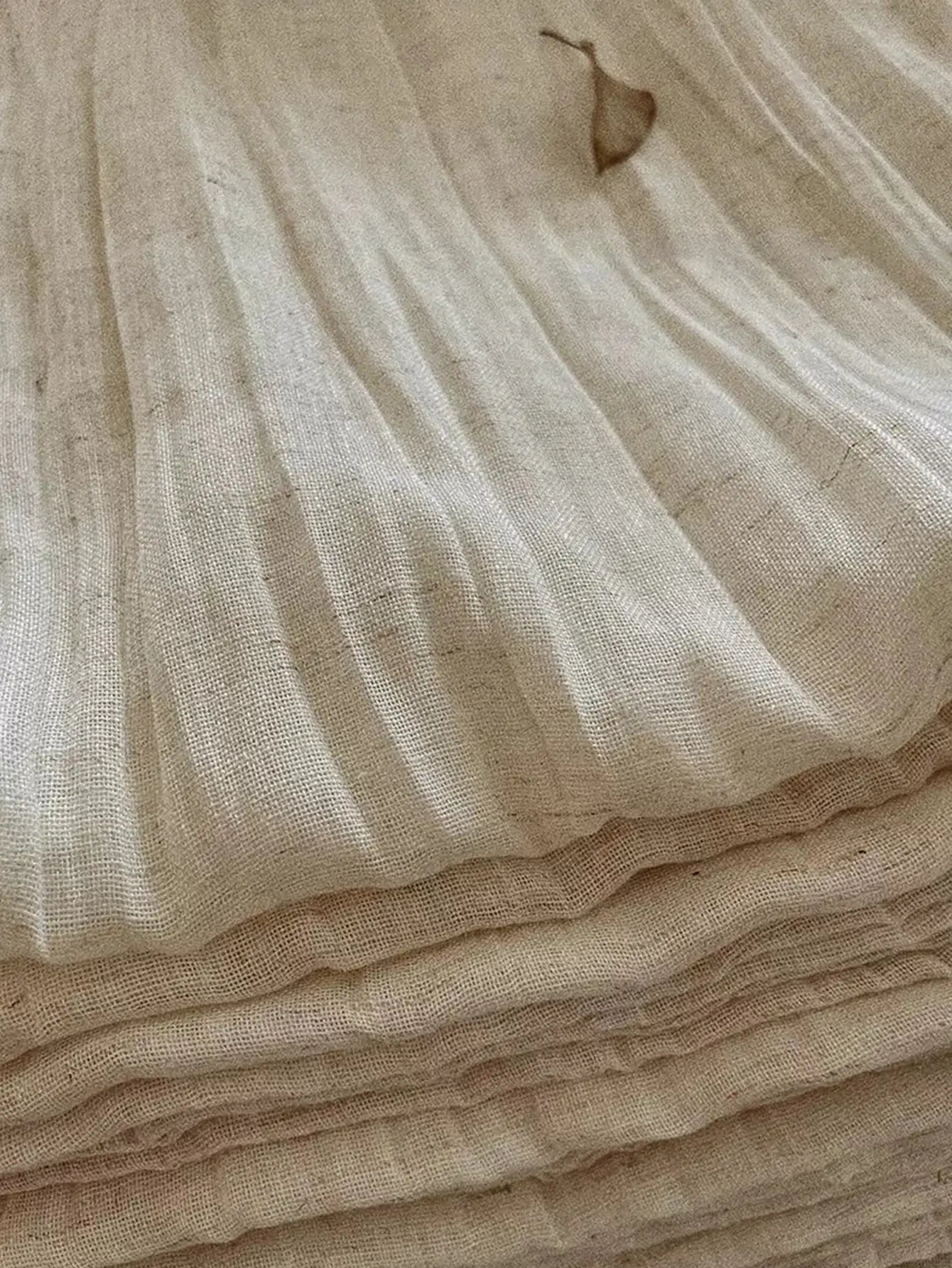 Rideau en lin froissé beige style japonais pour balcon et chambre