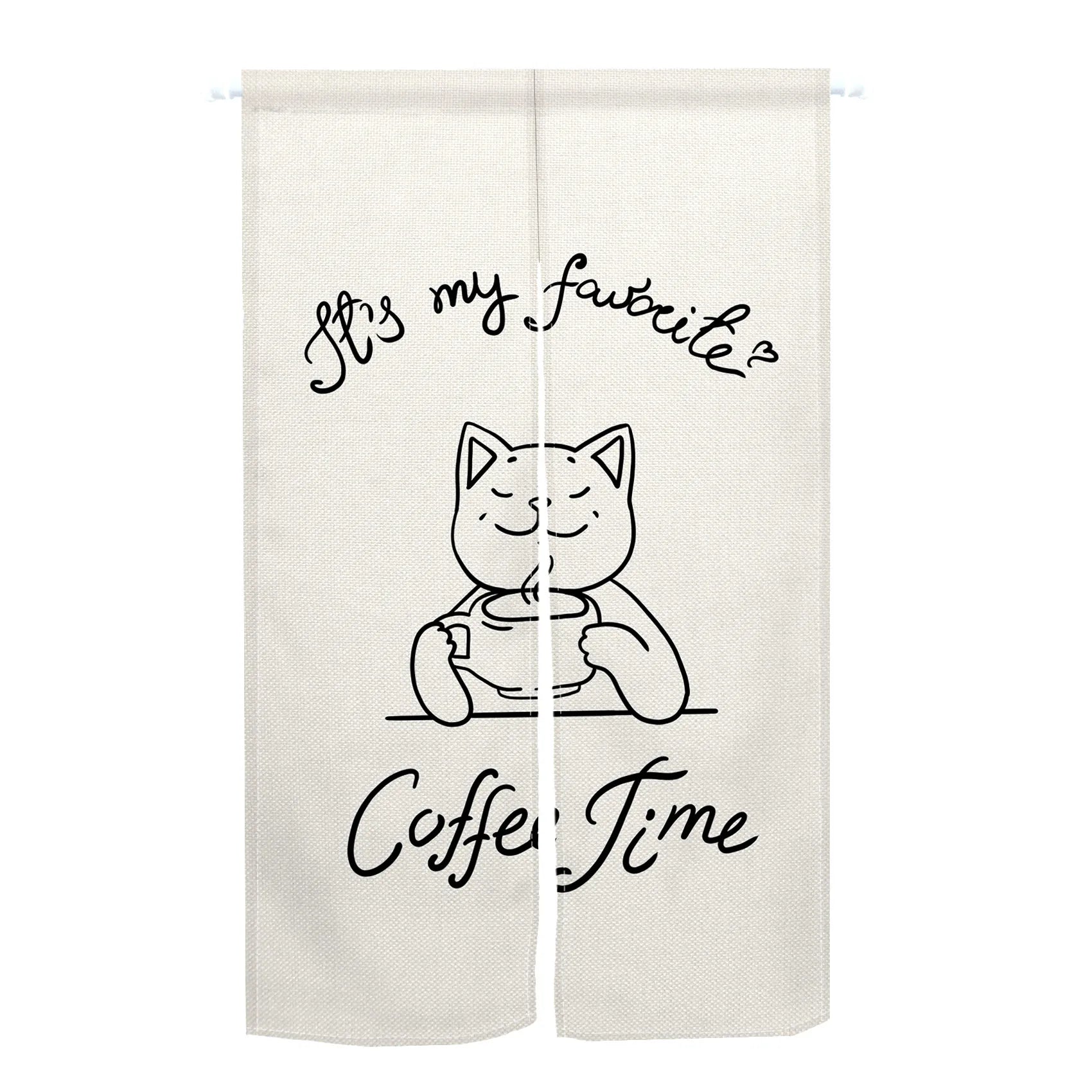 Rideau de porte japonais en lin motif chat style noren pour cuisine et entrée