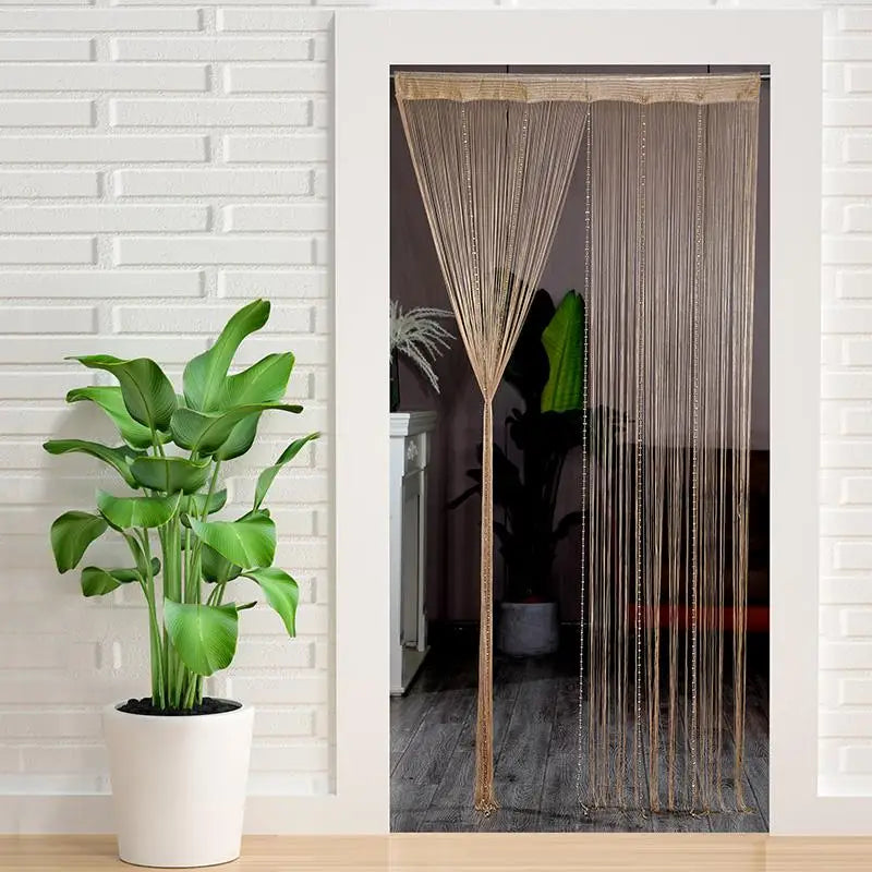 Rideau de porte à franges perlées champagne en polyester décoratif