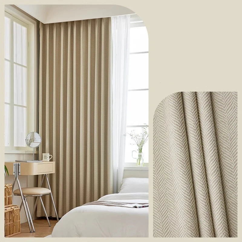 Rideau occultant chenille chevron épais pour salon et chambre