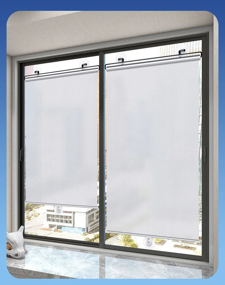 Store enrouleur à ventouse rétractable pour fenêtre – Protection solaire, installation facile