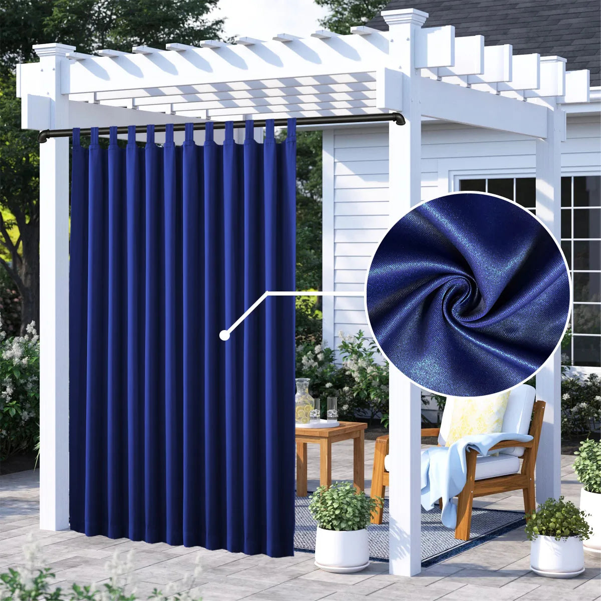 Rideau extérieur occultant thermique imperméable pour pergola et terrasse