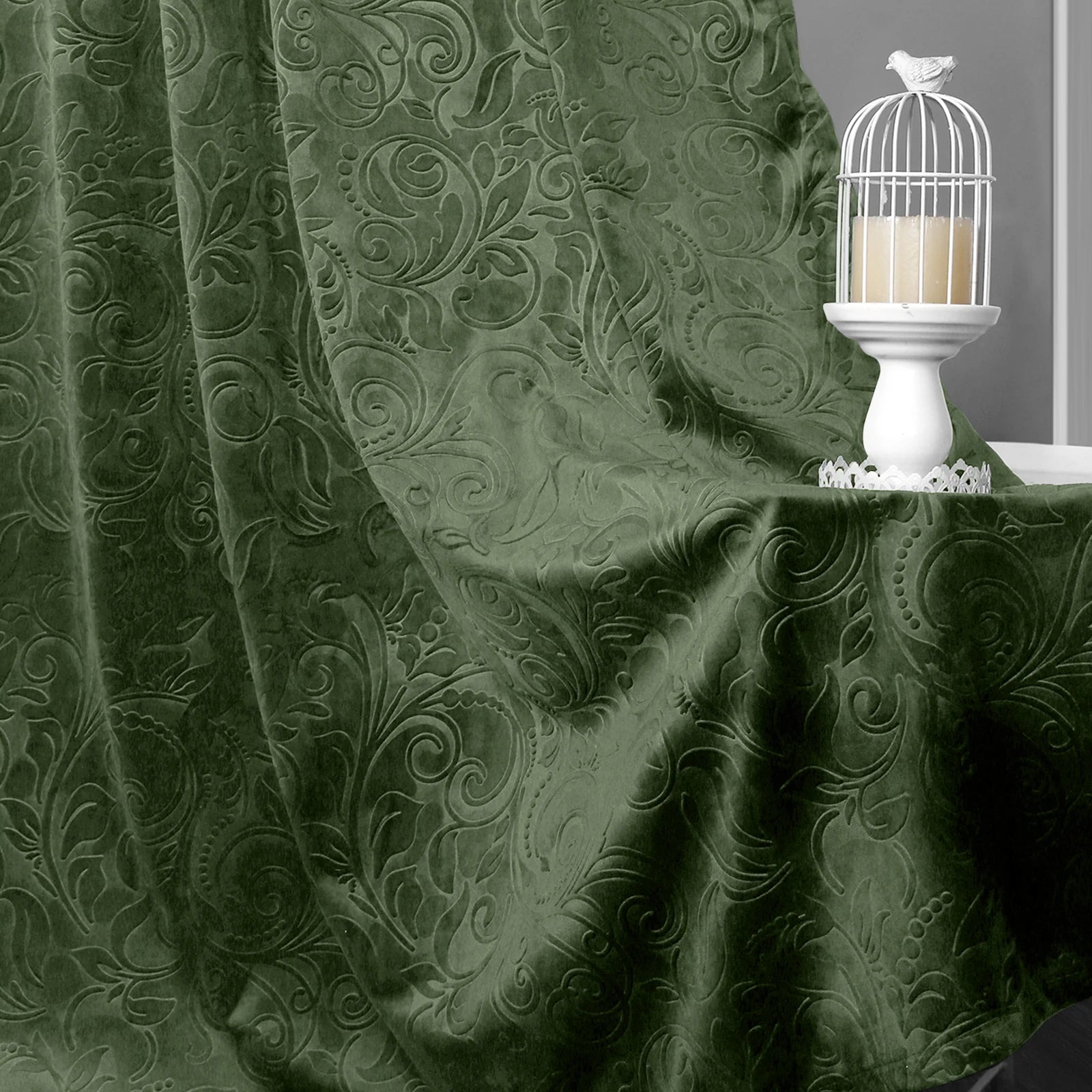Rideaux occultants en velours à motifs floraux thermiques (2 panneaux)