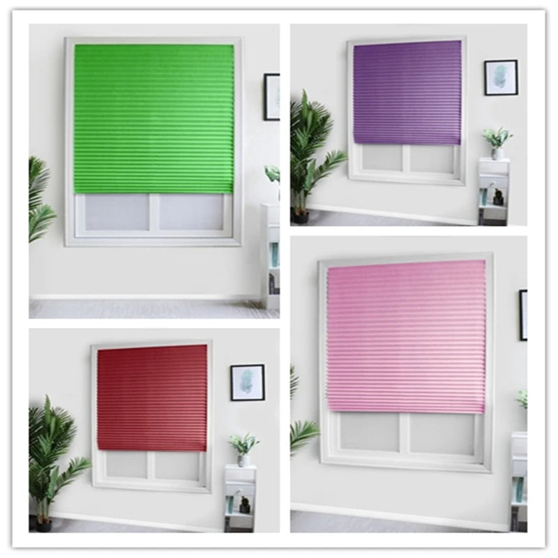Store plissé adhésif semi occultant tissu polyester pour fenêtre salle de bain et balcon (60 x 150CM)