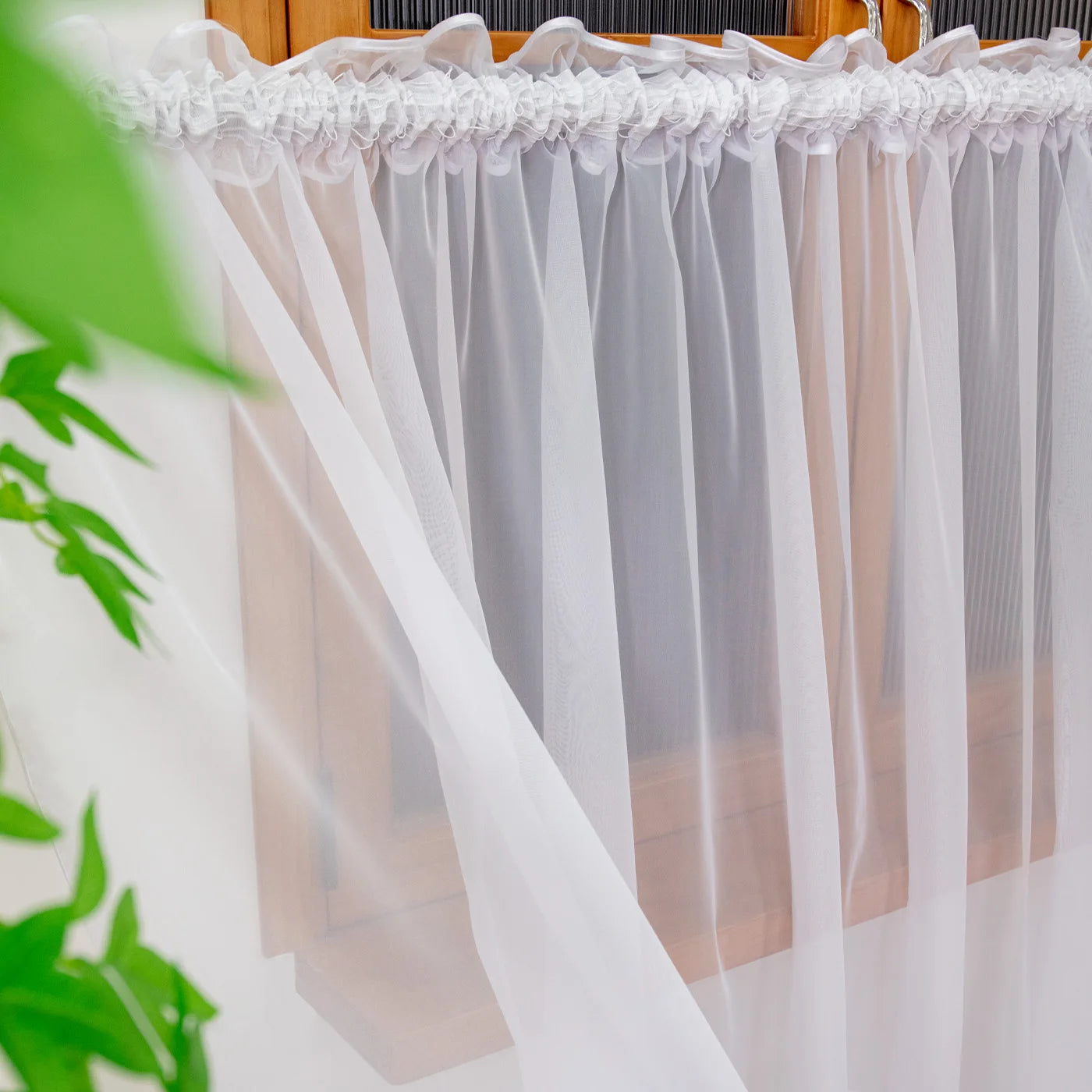 Rideau brise bise dentelle blanche tamisant finition pointe pour cuisine ( 1 pièce)