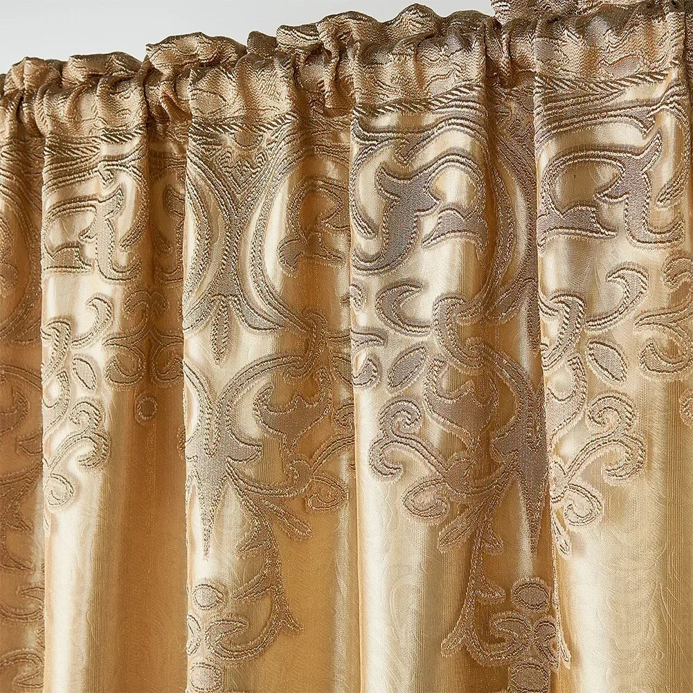 Rideau voilage brodé doré en tulle polyester style européen