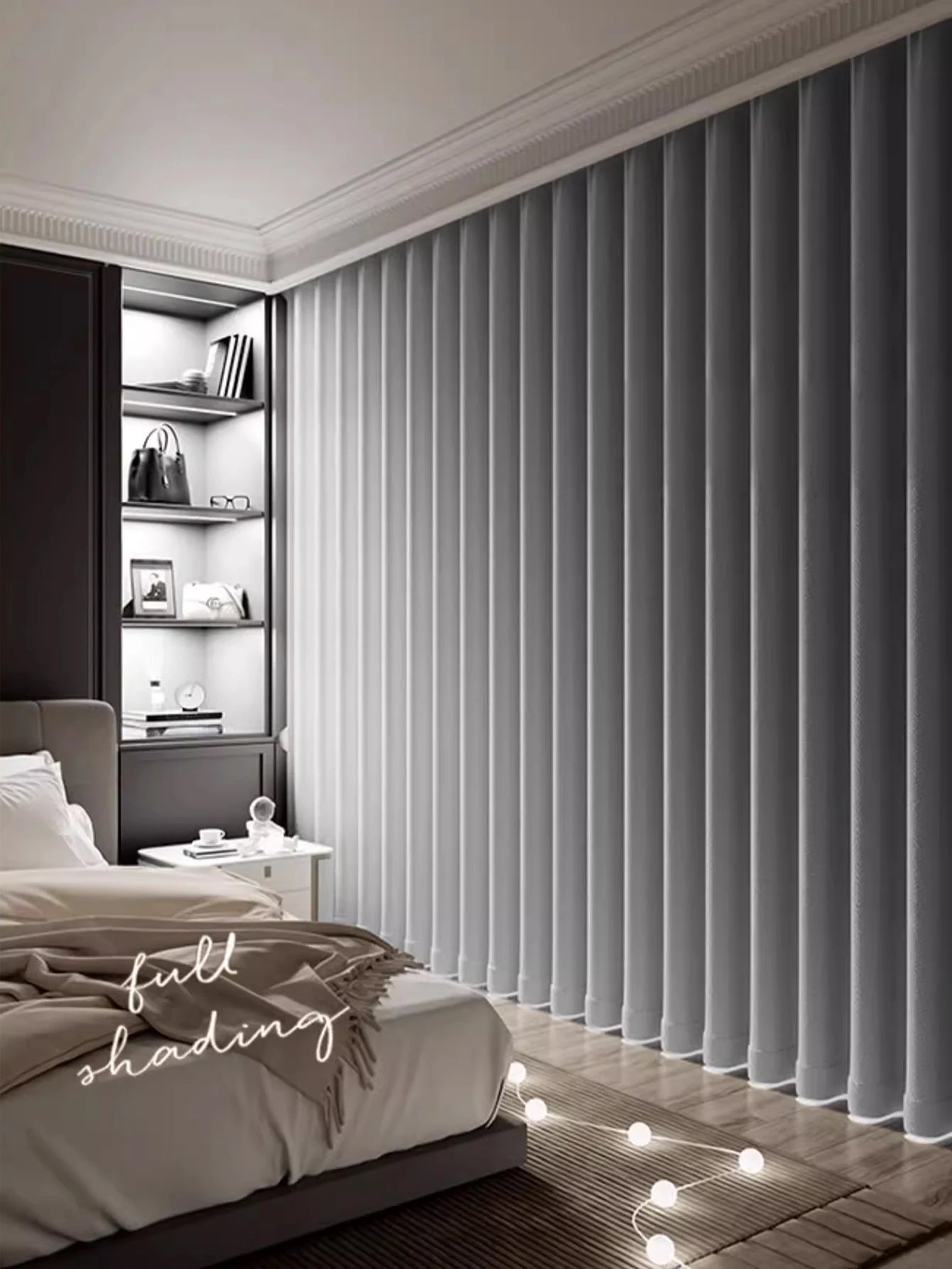 Rideau phonique et occultant gris clair épais double couche