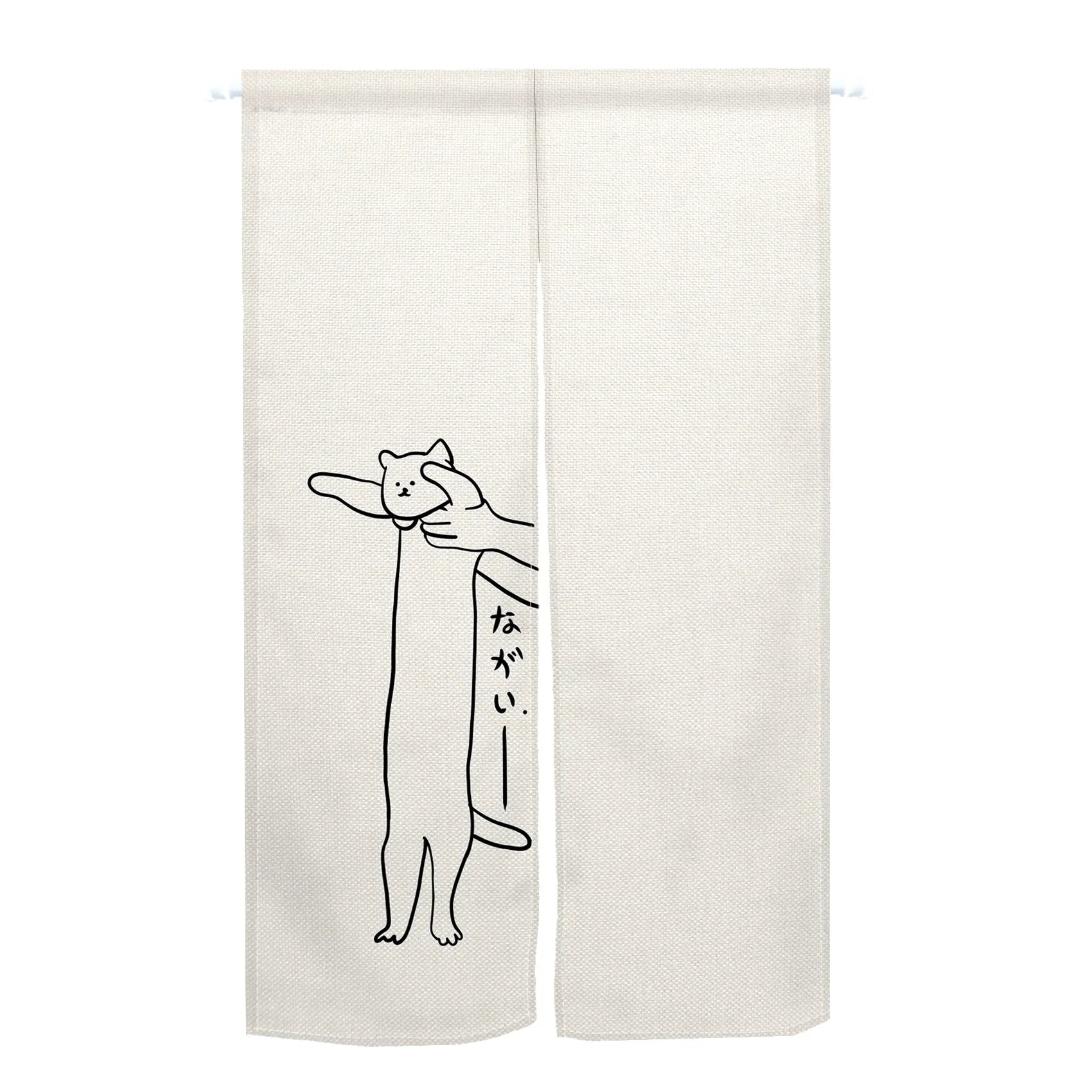 Rideau de porte japonais en lin motif chat style noren pour cuisine et entrée