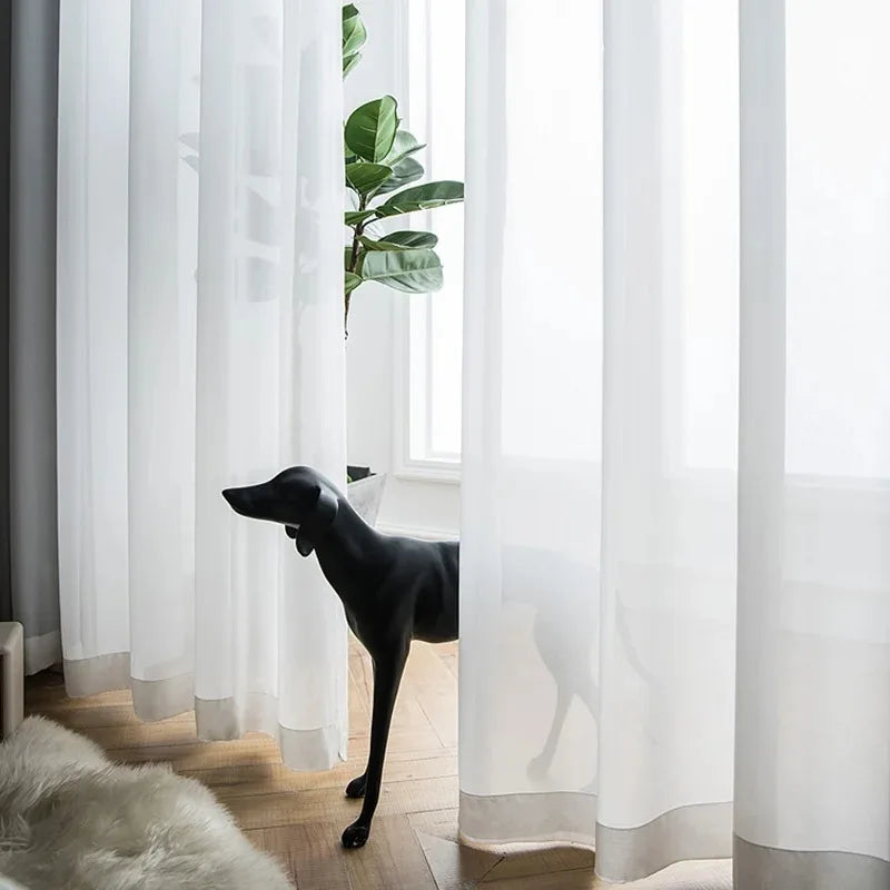 Rideau voilage blanc effet soyeux tamisant polyester pour salon et chambre (140 x 213cm)