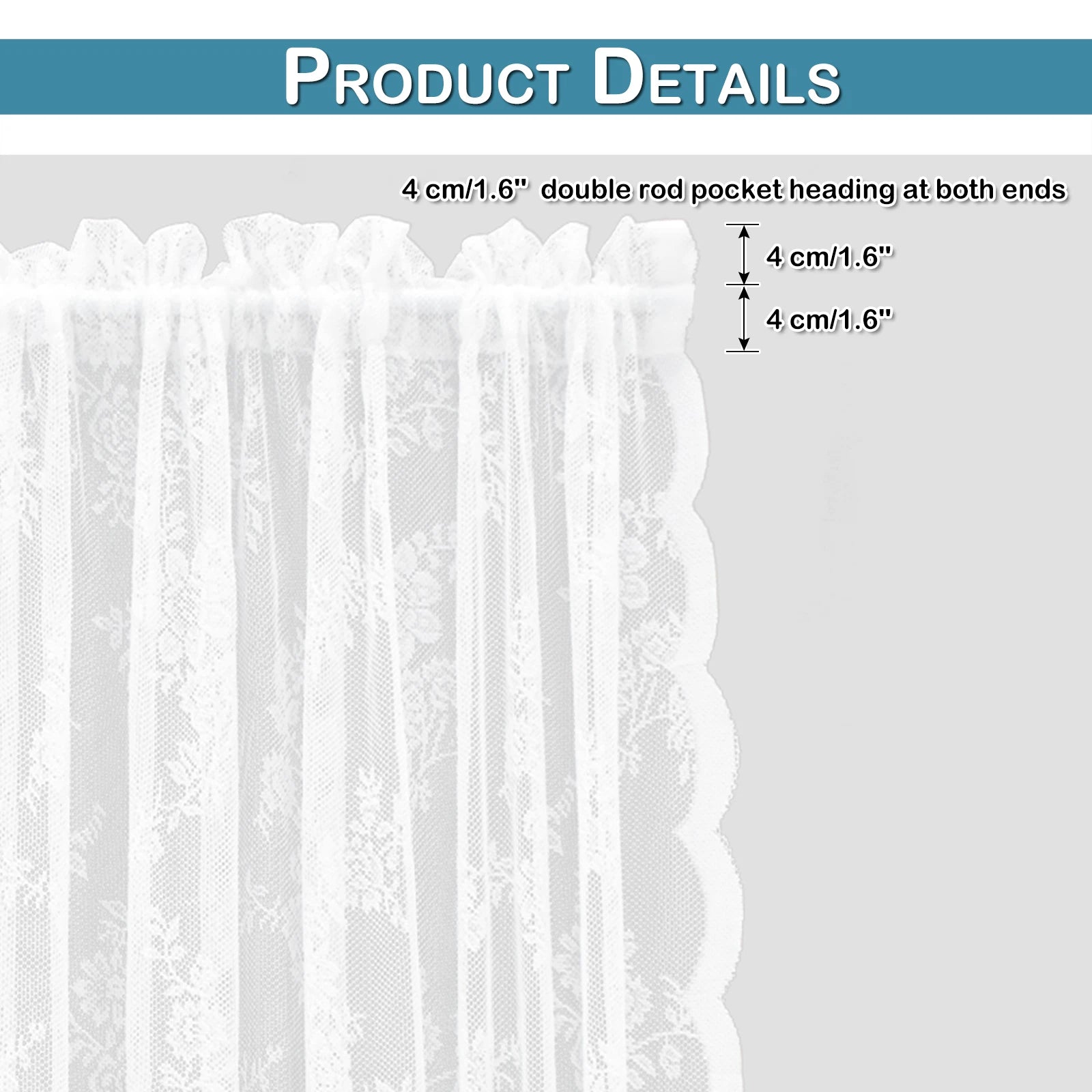 Rideau voilage porte fenêtre dentelle florale blanc tamisant