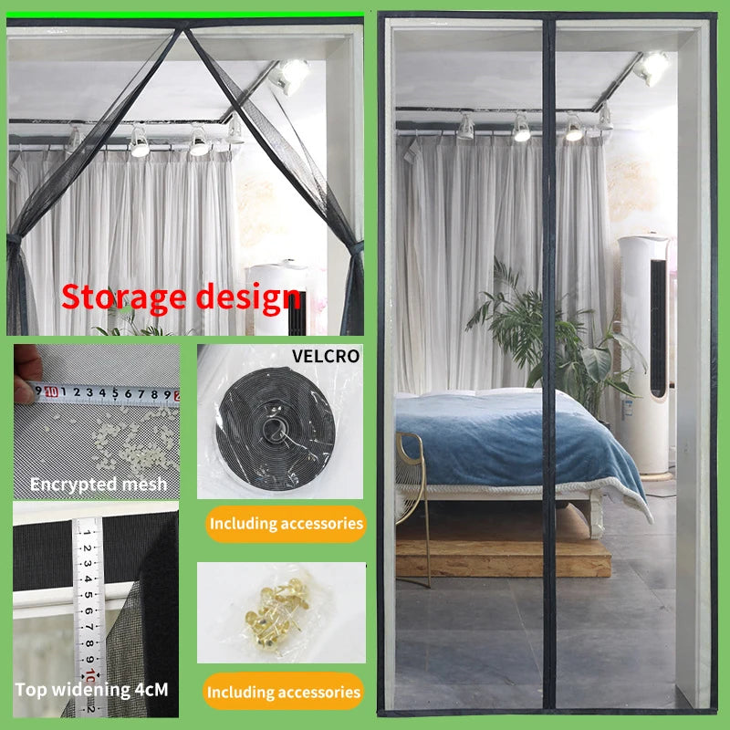 Store magnétique anti-moustiques – Écran en fibre de verre, fermeture automatique, taille personnalisable pour porte