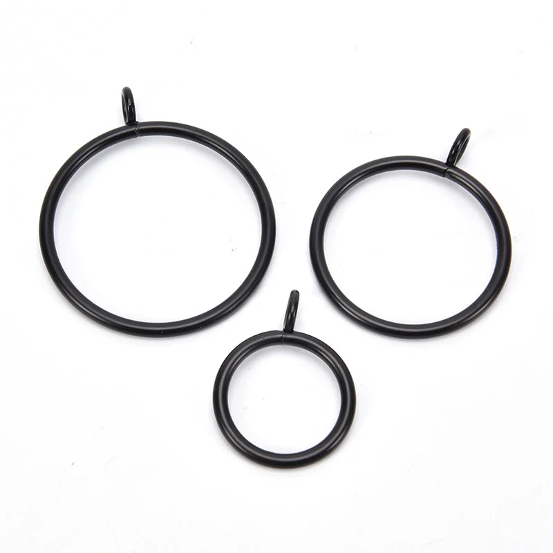 Lot de 10 anneaux de rideaux métalliques noirs (5 tailles disponibles)