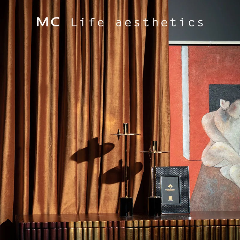 Rideau occultant velours marron moderne pour salon et chambre