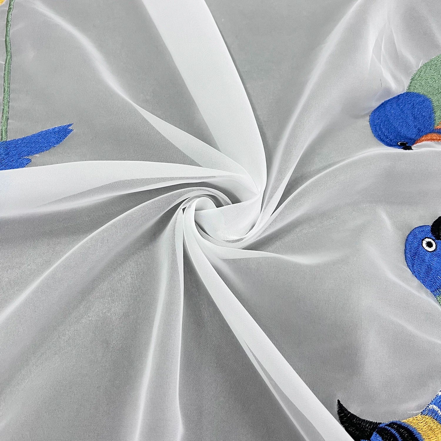 Rideau voilage oiseaux brodés tamisant polyester pour salon et chambre (1 pièce)