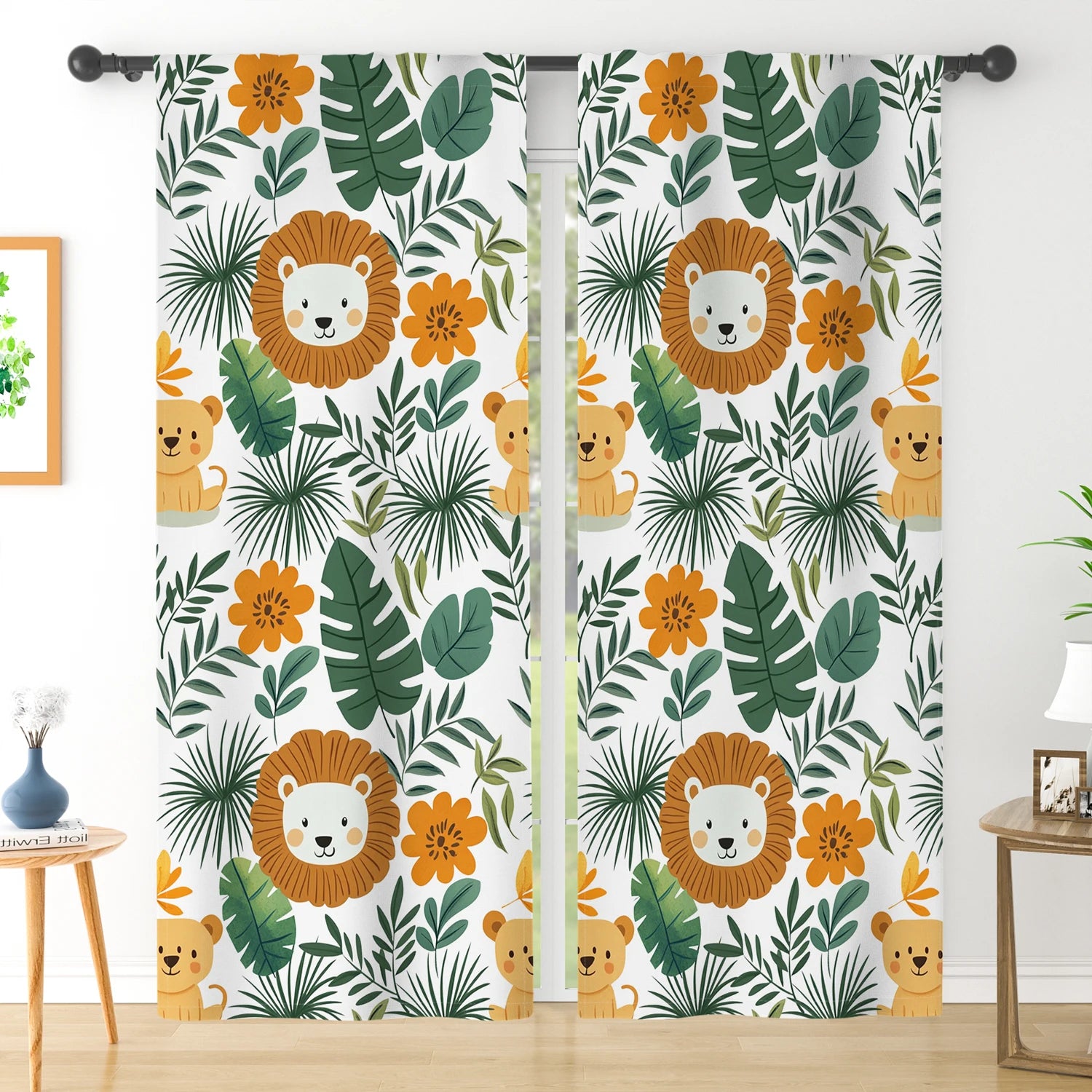 Rideaux jungle lion enfant occultants 80-90 % (2 panneaux)