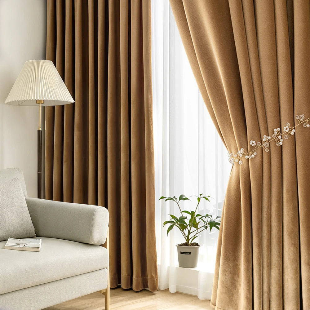 Rideau occultant velours thermique et anti-bruit pour chambre et salon
