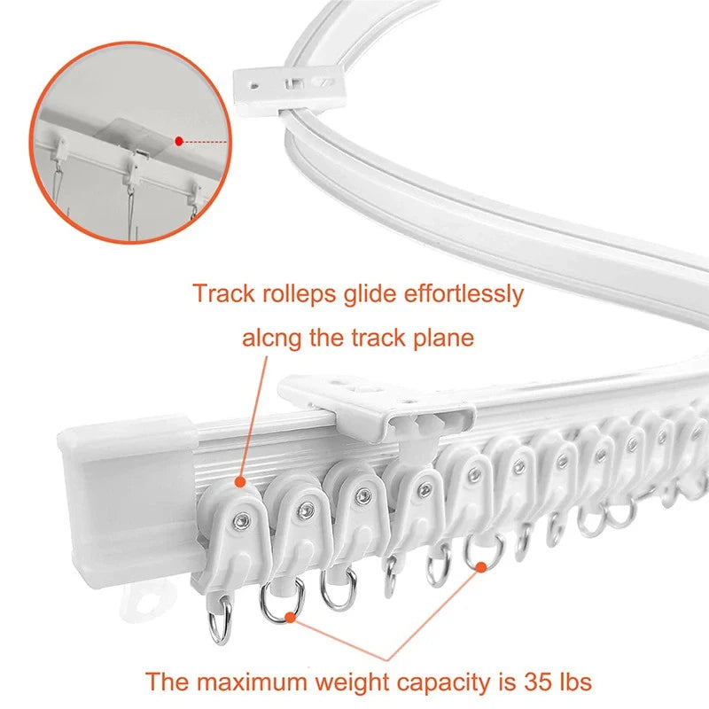 Rail de rideau flexible auto-adhésif sans perçage pour plafond