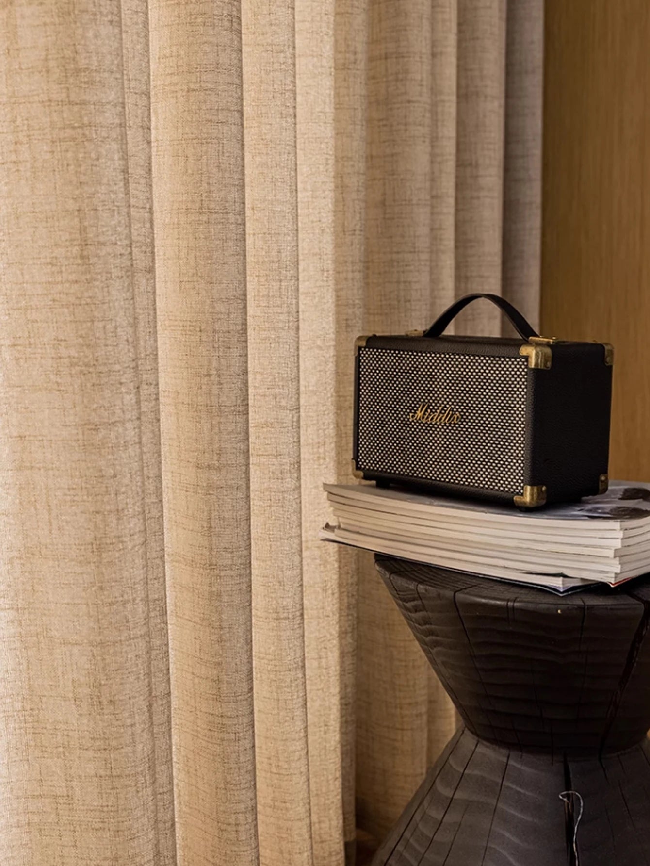 Rideau en lin beige style japonais tamisant pour salon et chambre